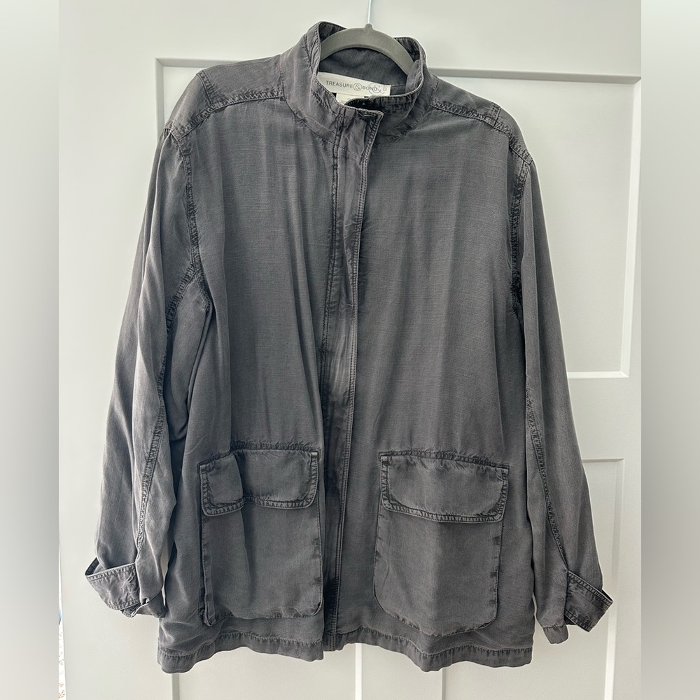 Treasure & Bond Utility Jacket Plus Size 1X Gray pavement